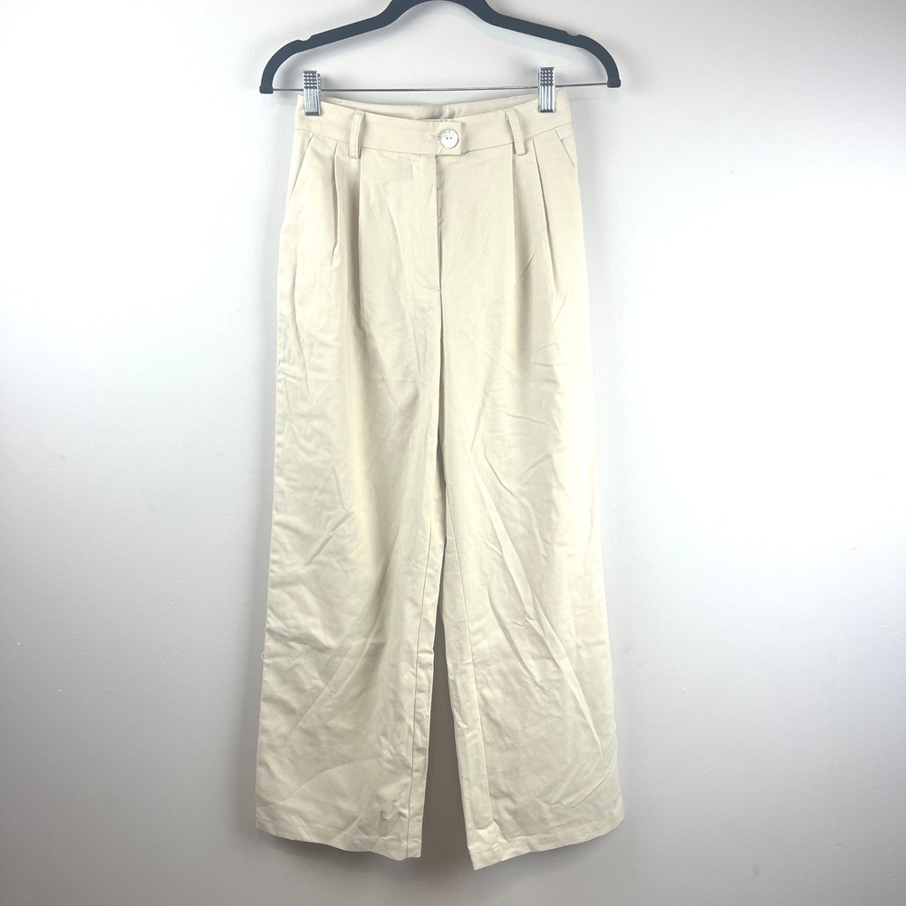 NWT Commense Tan High Waist Pleated Cropped Trouser XS - Picture 2 of 6